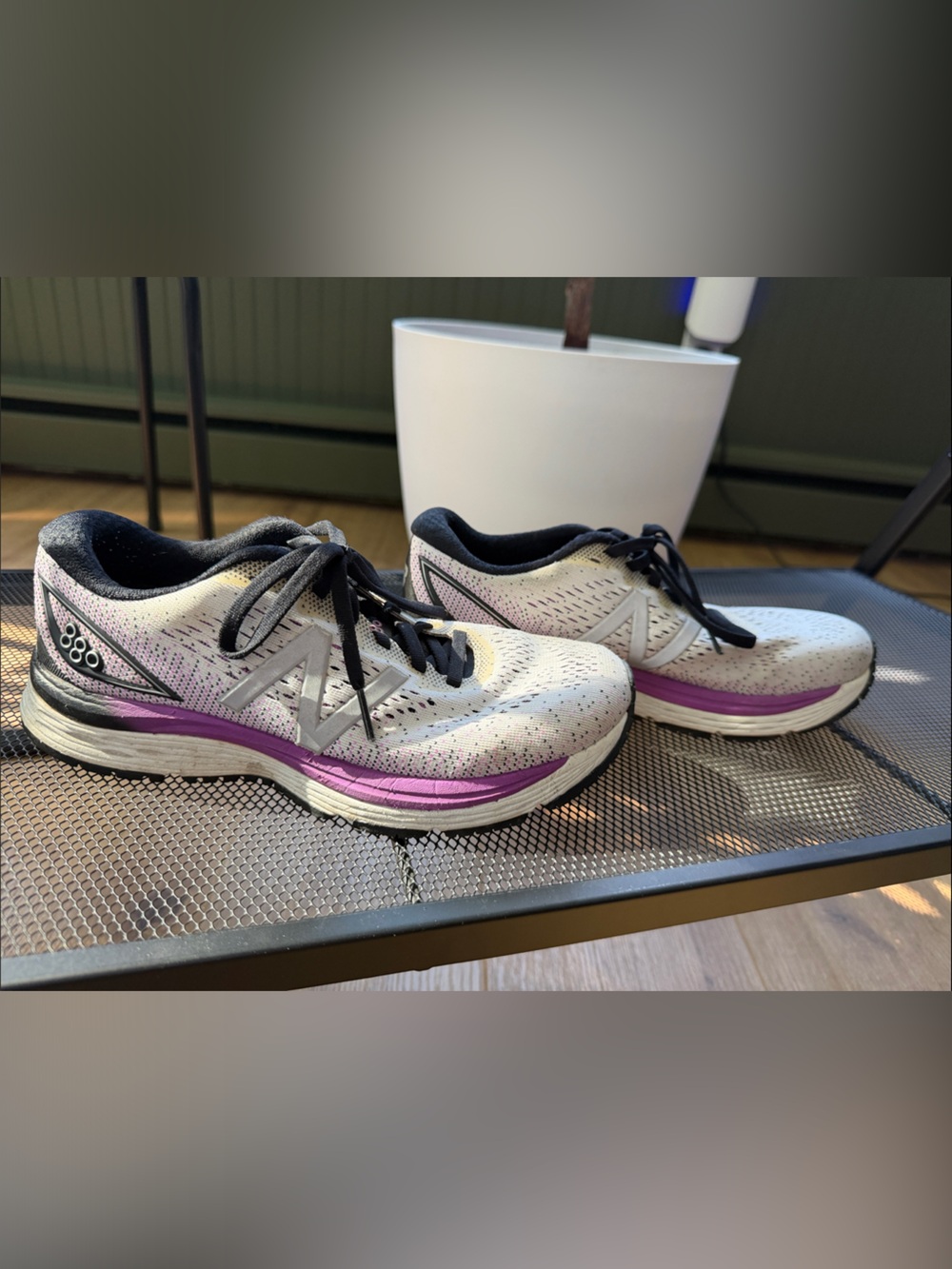 New Balance Women's White and Purple Athletic Running Shoes